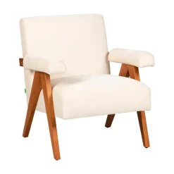 VEDA Fauteuil en tissu chenille et bois