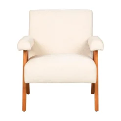 VEDA Fauteuil en tissu chenille et bois