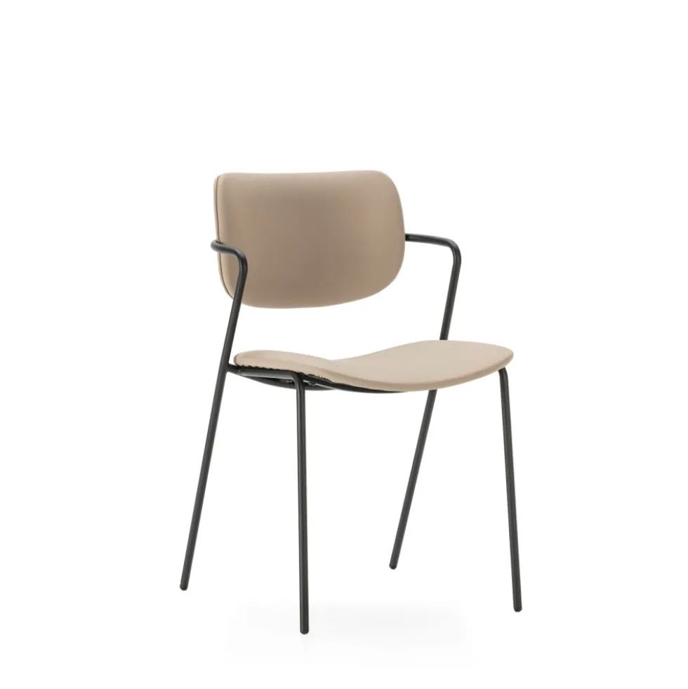 VELURA Lot de 2 chaises en simili cuir et métal