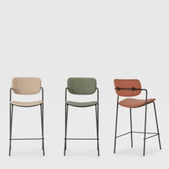 VELURA Lot de 2 tabourets de bar en simili cuir et métal H67cm
