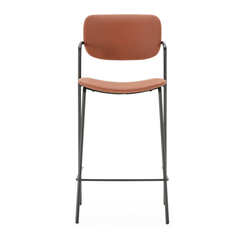 VELURA Lot de 2 tabourets de bar en simili cuir et métal H67cm
