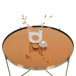 VENEZIA Table basse en verre et métal ø70xh40cm