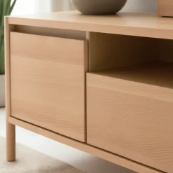 VERADE Meuble TV 2 portes 1 tiroir en bois L180cm