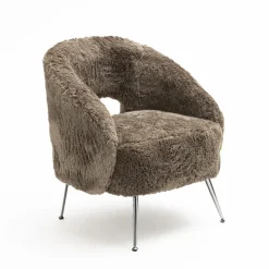 VERNO Fauteuil imitation fourrure pieds chrome