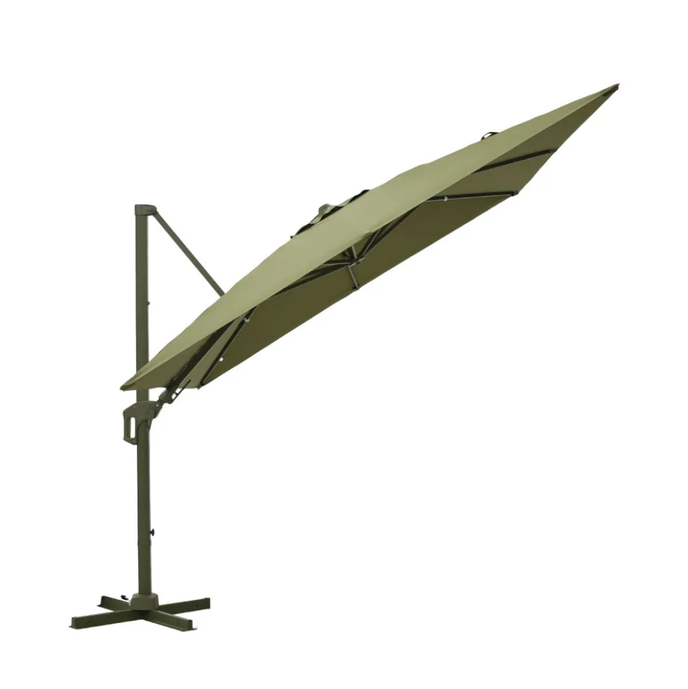 VEYA Parasol carré déporté en aluminium 3x3m