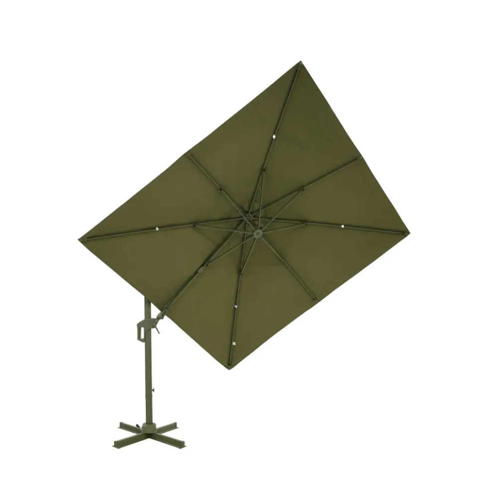 VEYA Parasol carré déporté en aluminium 3x3m