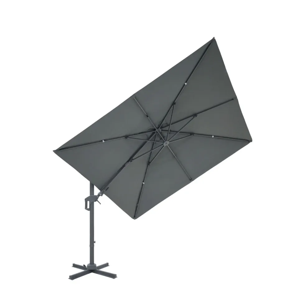 VEYA Parasol carré déporté en aluminium 3x3m