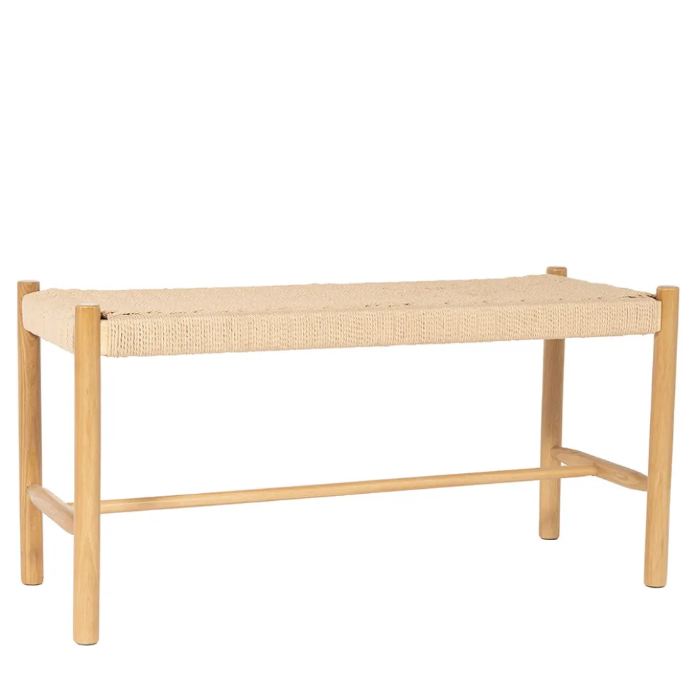 VICTOR Banc en corde tressée et bois L90cm