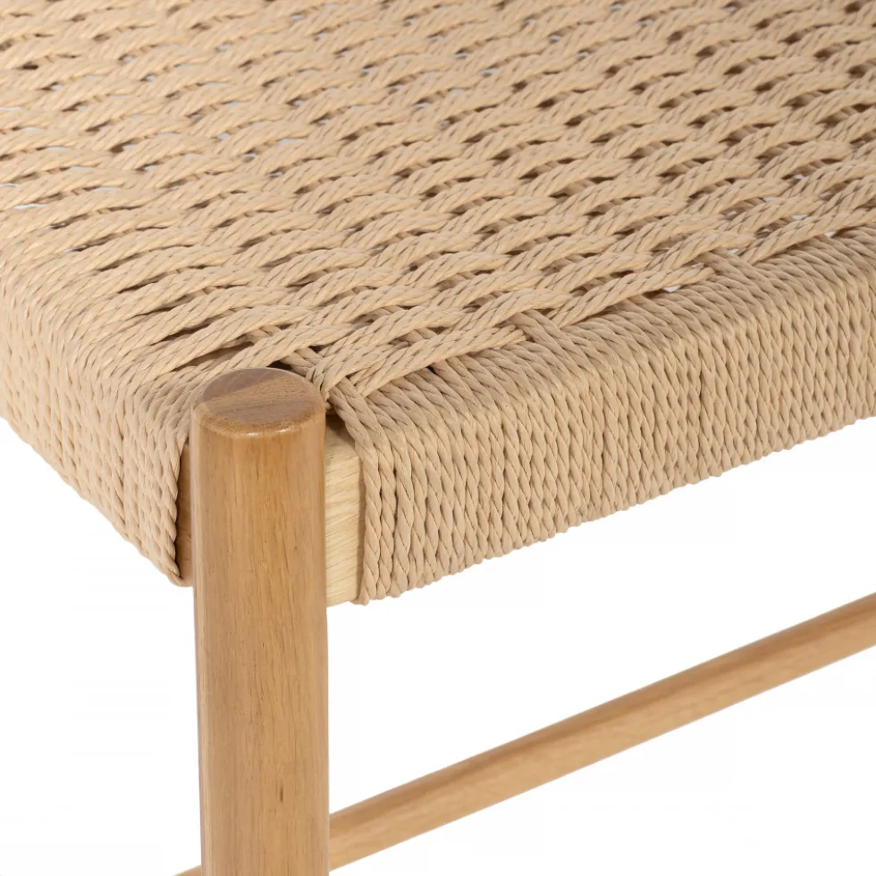 VICTOR Banc en corde tressée et bois L90cm