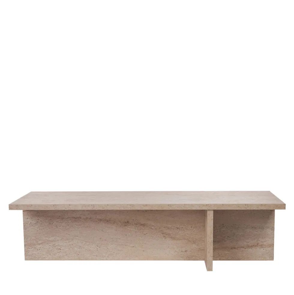 VIKA Table basse en effet travertin 120x45cm