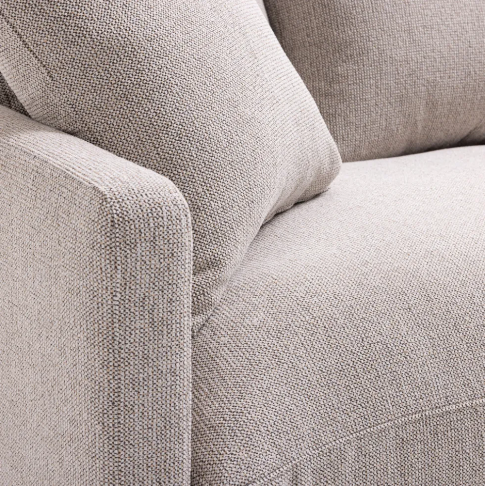 VILLABON Canapé 4 places en tissu pieds bois foncé
