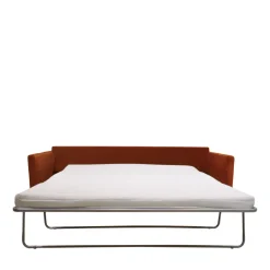 VILLABON Canapé convertible 4 places en velours pieds bois foncé