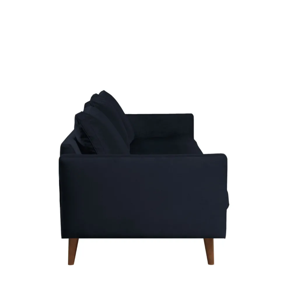 VILLABON Canapé convertible 4 places en velours pieds bois foncé