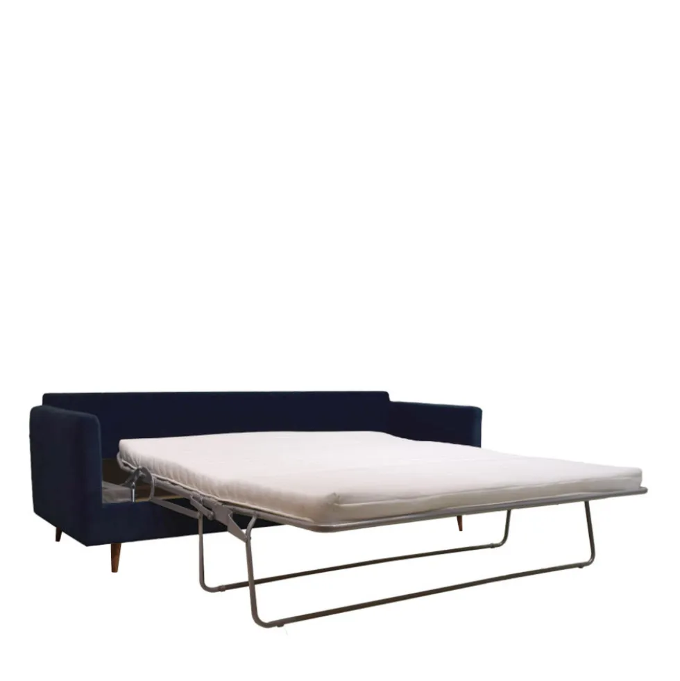 VILLABON Canapé convertible 3 places en velours pieds bois foncé