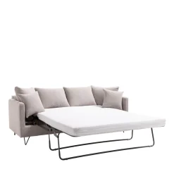 VILLABON Canapé convertible 3 places en tissu pieds épingles noirs