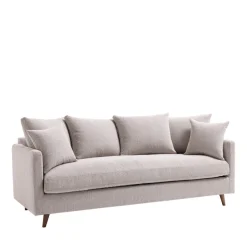 VILLABON Canapé convertible 3 places en tissu pieds bois foncé
