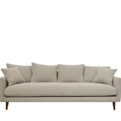 VILLABON Canapé convertible 4 places en tissu pieds bois foncé