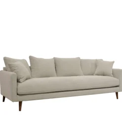 VILLABON Canapé convertible 4 places en tissu pieds bois foncé