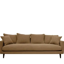 VILLABON Canapé convertible 4 places en tissu pieds bois foncé