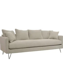 VILLABON Canapé convertible 4 places en tissu pieds épingles noirs