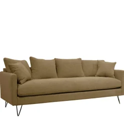 VILLABON Canapé convertible 4 places en tissu pieds épingles noirs