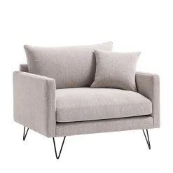 VILLABON Fauteuil XL en tissu pieds épingles noirs