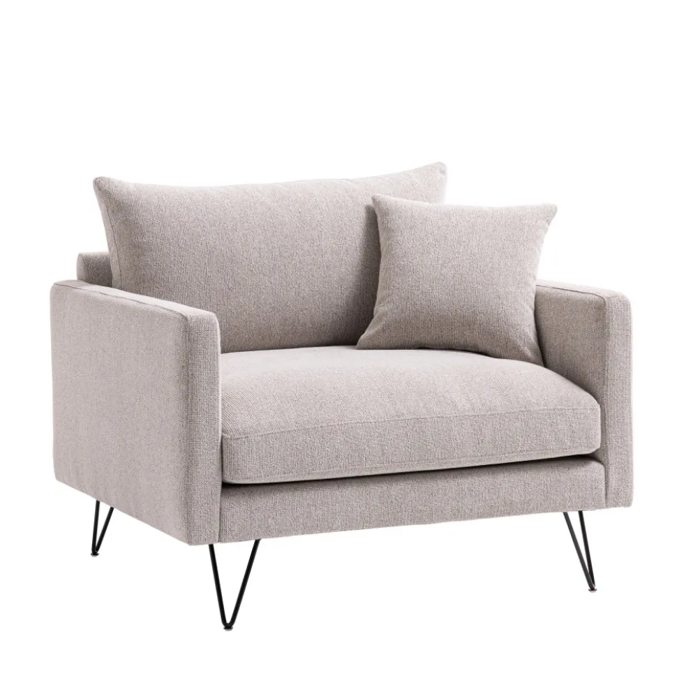 VILLABON Fauteuil XL en tissu pieds épingles noirs