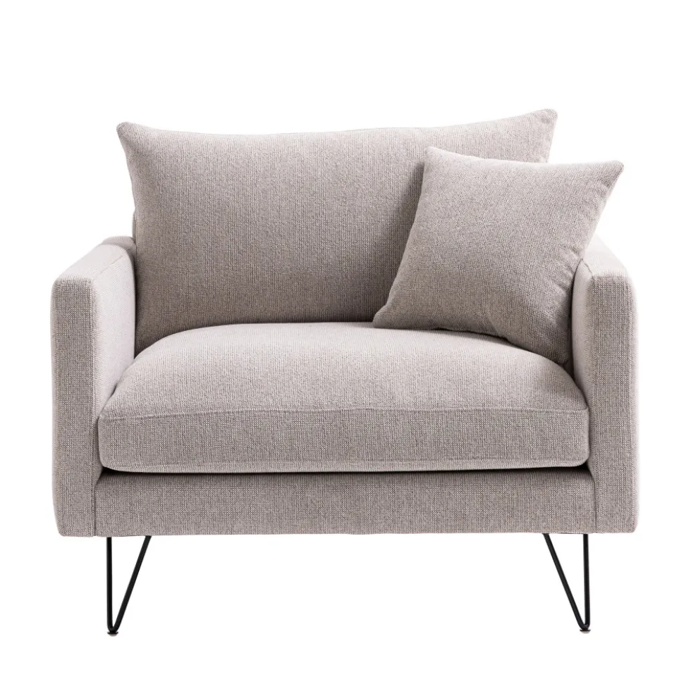 VILLABON Fauteuil XL en tissu pieds épingles noirs