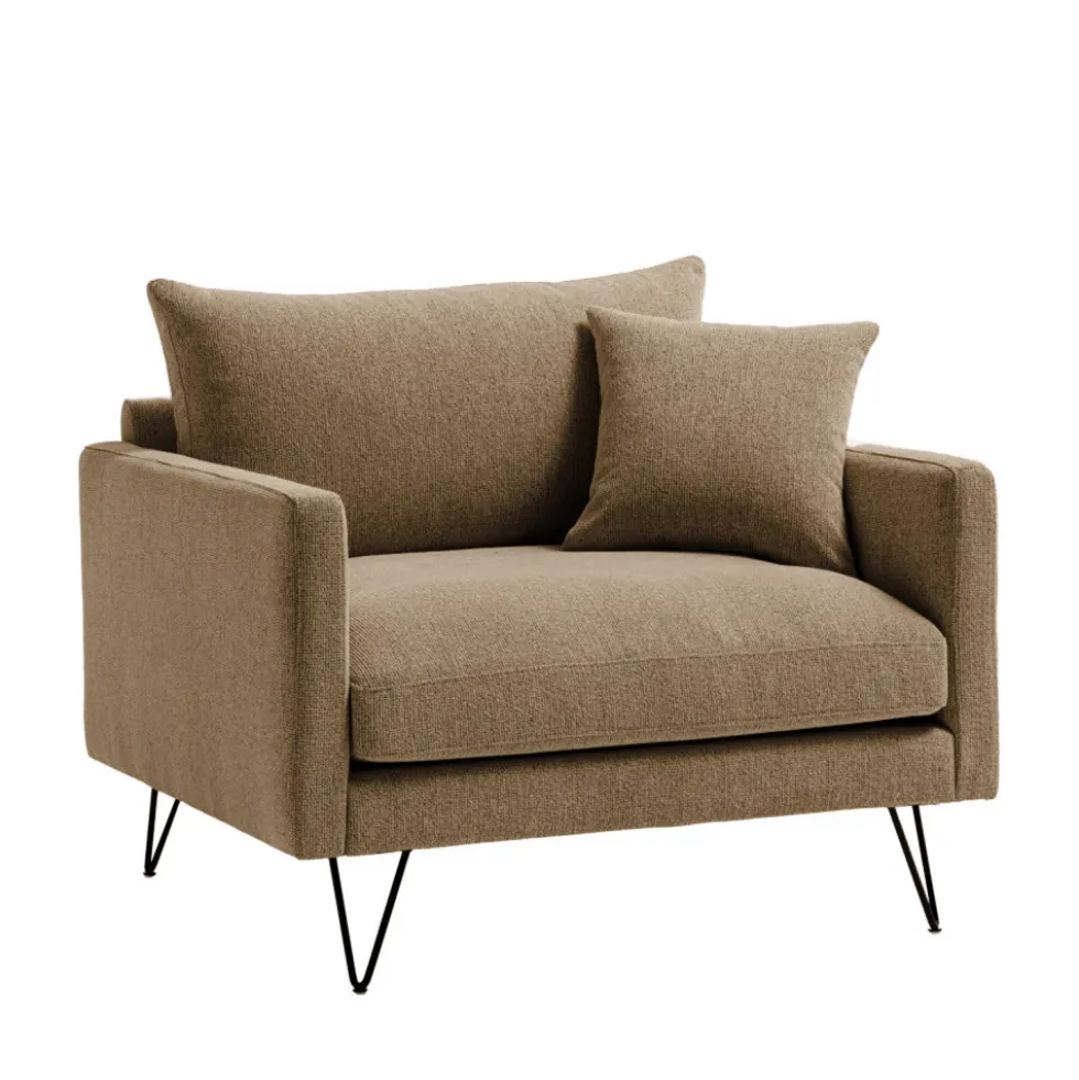 VILLABON Fauteuil XL en tissu pieds épingles noirs