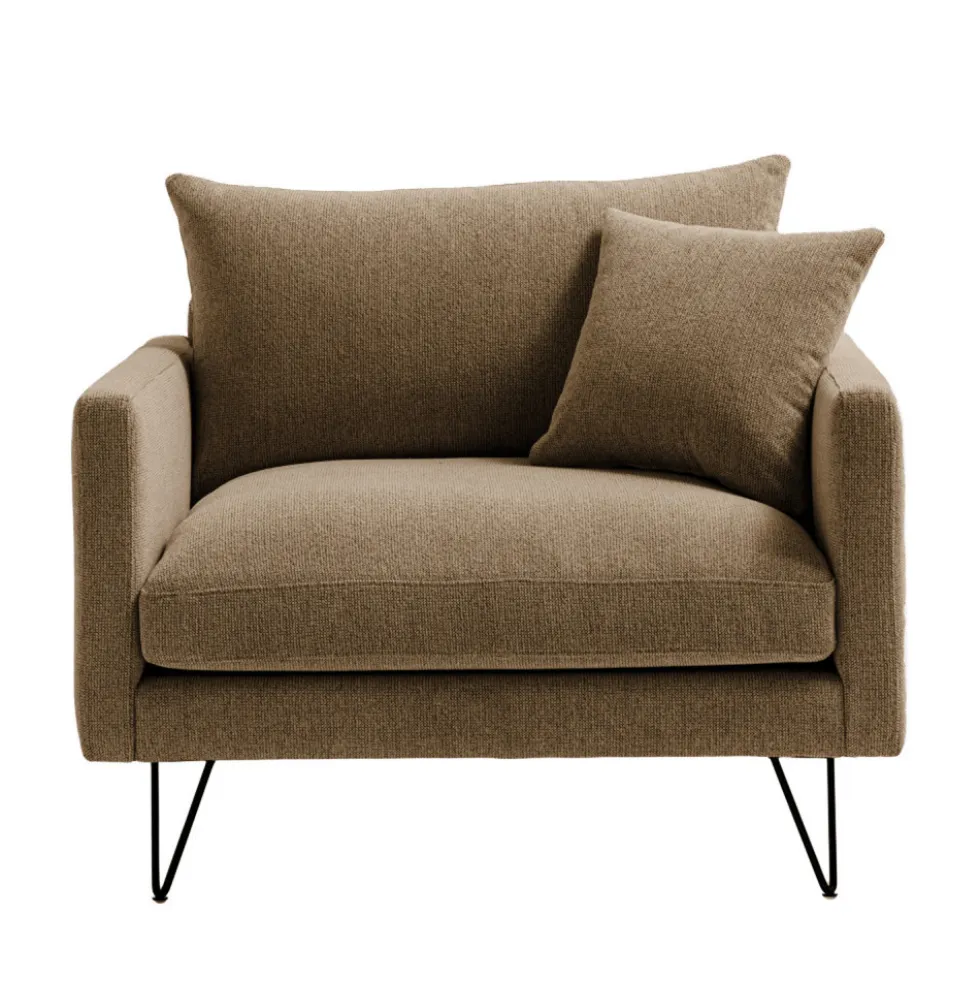 VILLABON Fauteuil XL en tissu pieds épingles noirs