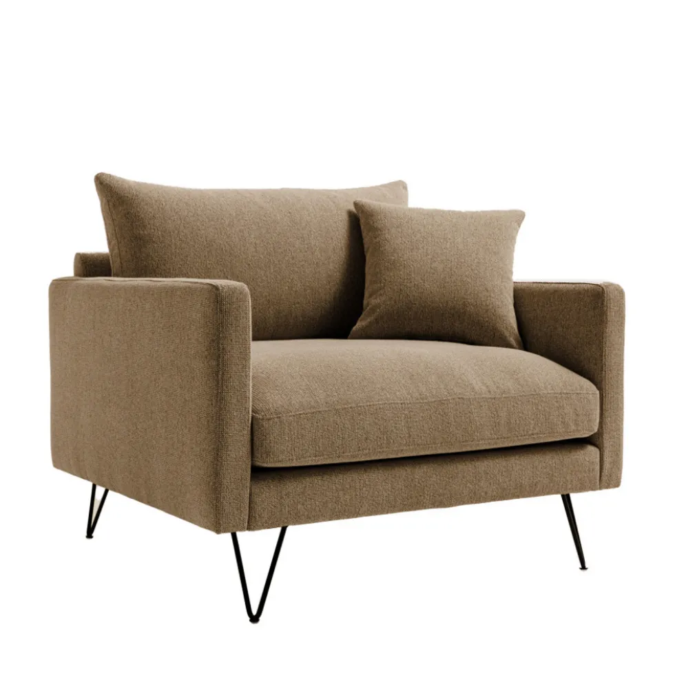 VILLABON Fauteuil XL en tissu pieds épingles noirs