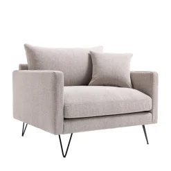 VILLABON Fauteuil XL en tissu pieds épingles noirs