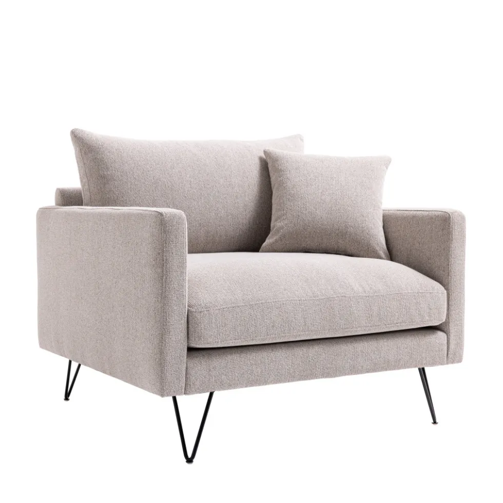 VILLABON Fauteuil XL en tissu pieds épingles noirs