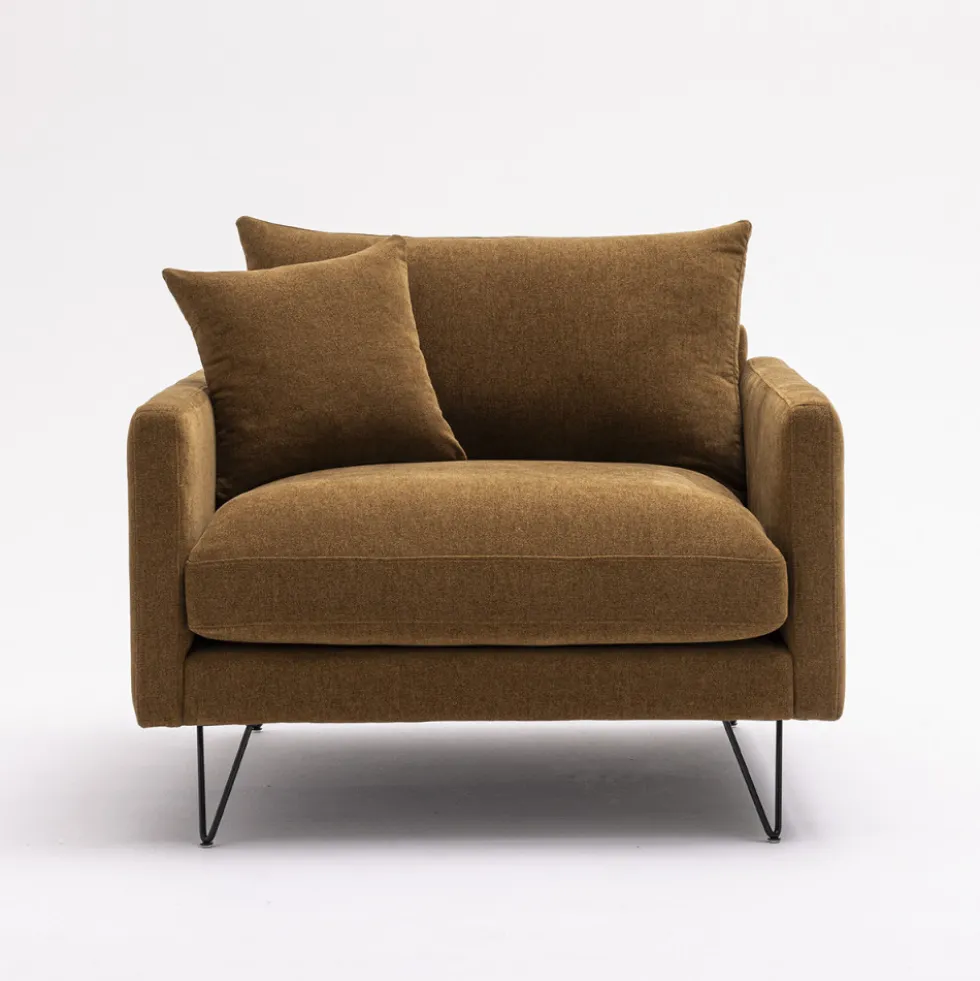 VILLABON Fauteuil XL en tissu pieds épingles noirs