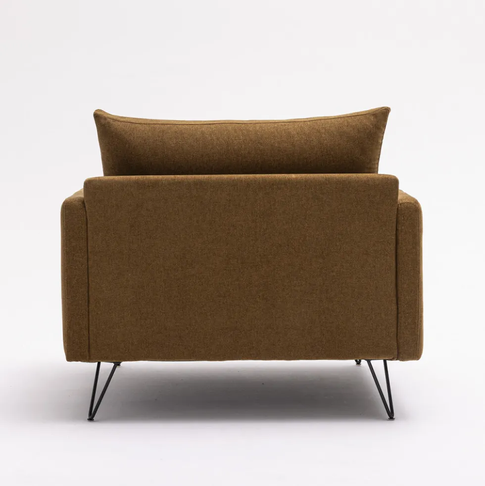 VILLABON Fauteuil XL en tissu pieds épingles noirs