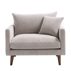 VILLABON Fauteuil XL en tissu pieds bois foncé