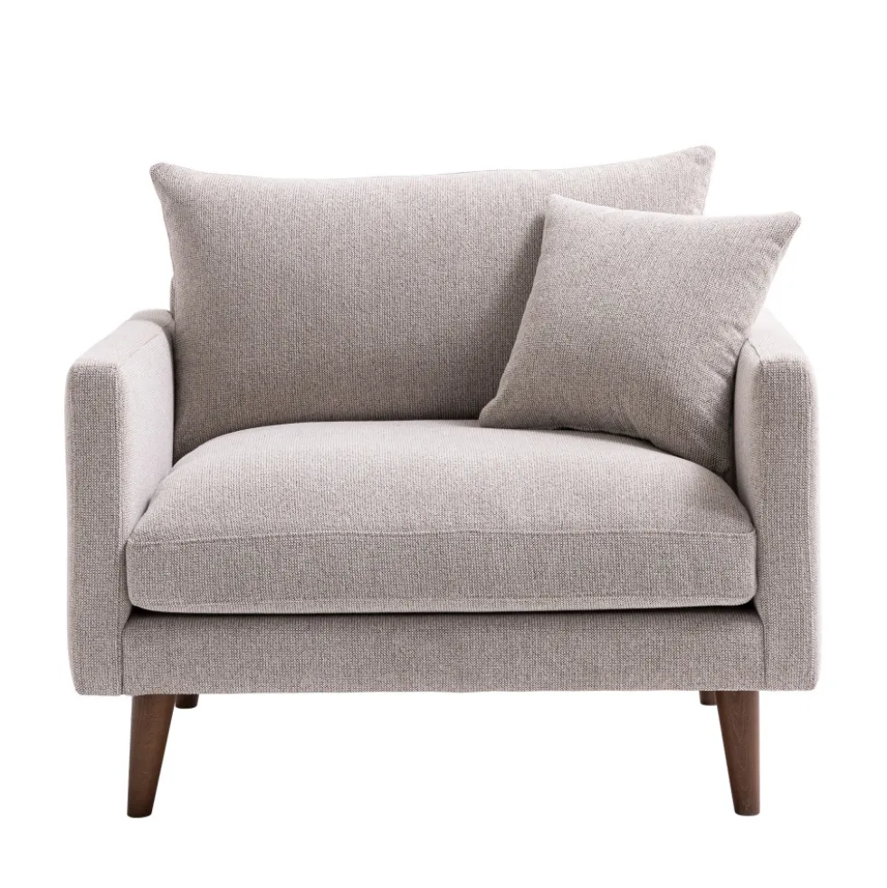 VILLABON Fauteuil XL en tissu pieds bois foncé