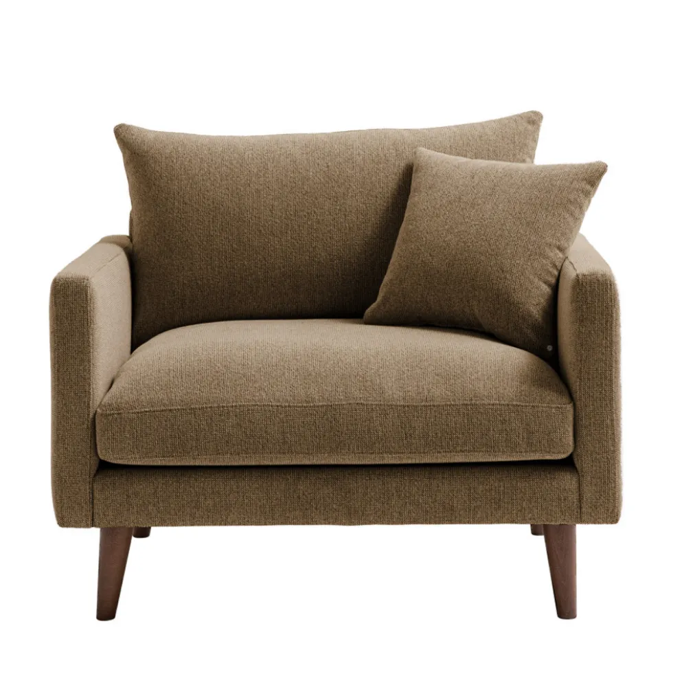 VILLABON Fauteuil XL en tissu pieds bois foncé