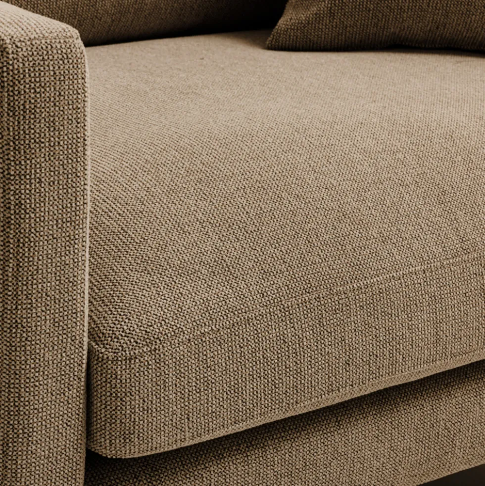 VILLABON Fauteuil XL en tissu pieds bois foncé