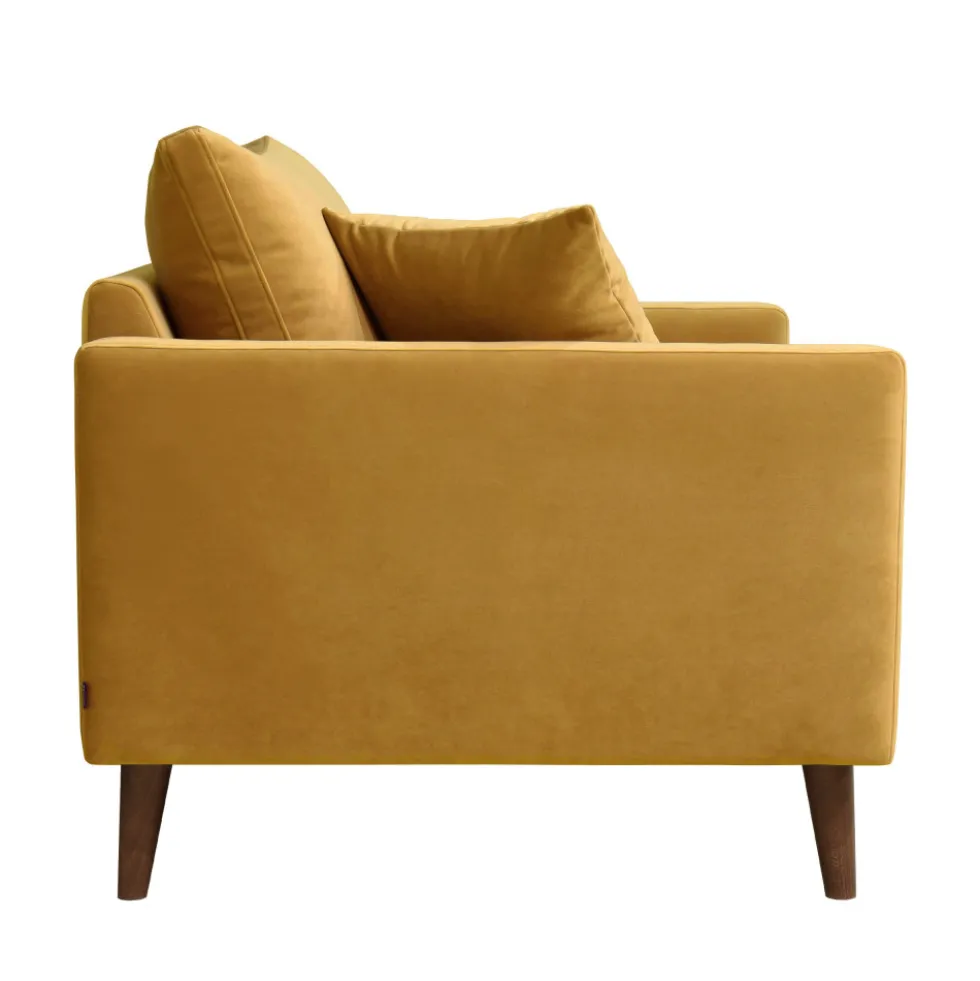 VILLABON Fauteuil XL en velours pieds bois foncé
