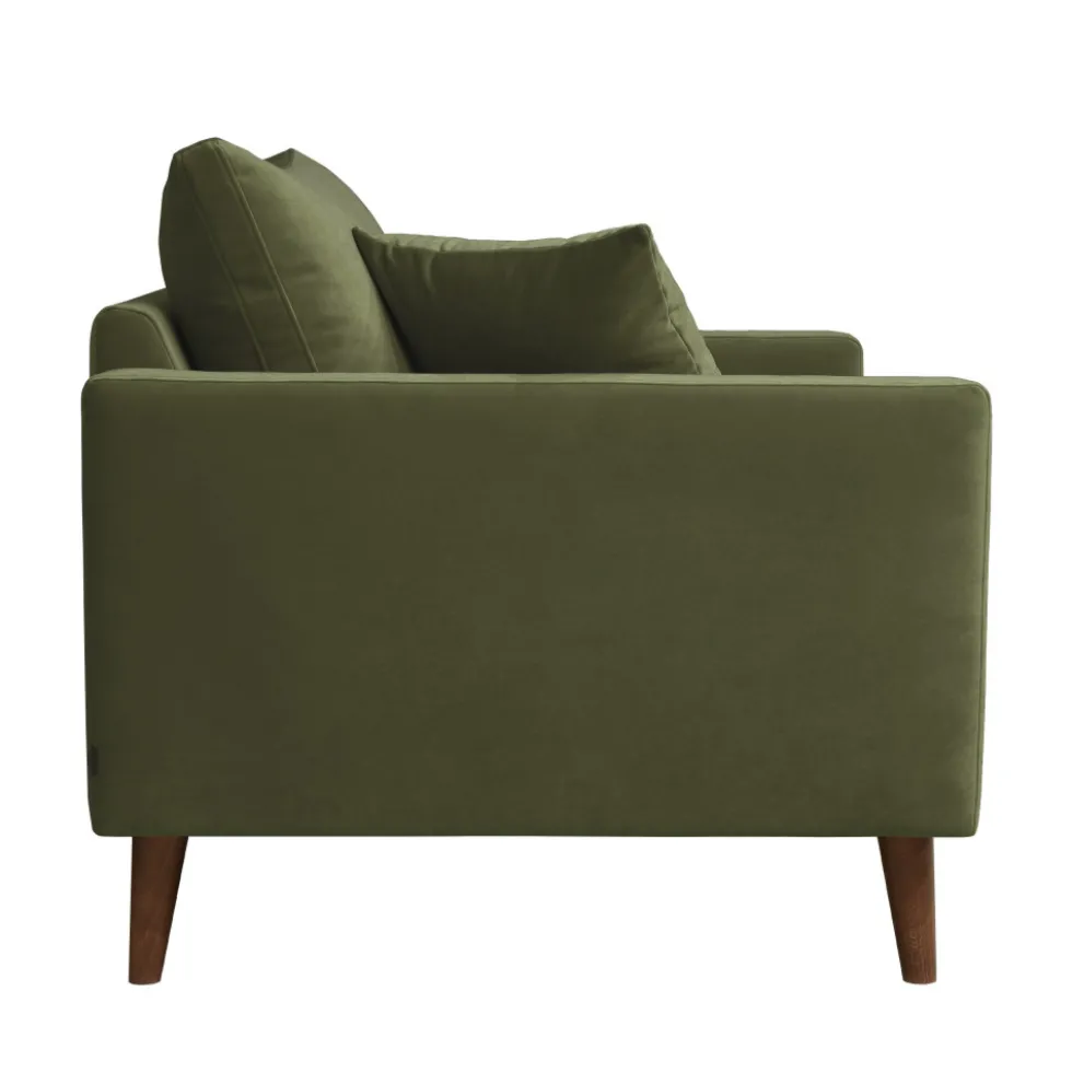 VILLABON Fauteuil XL en velours pieds bois foncé