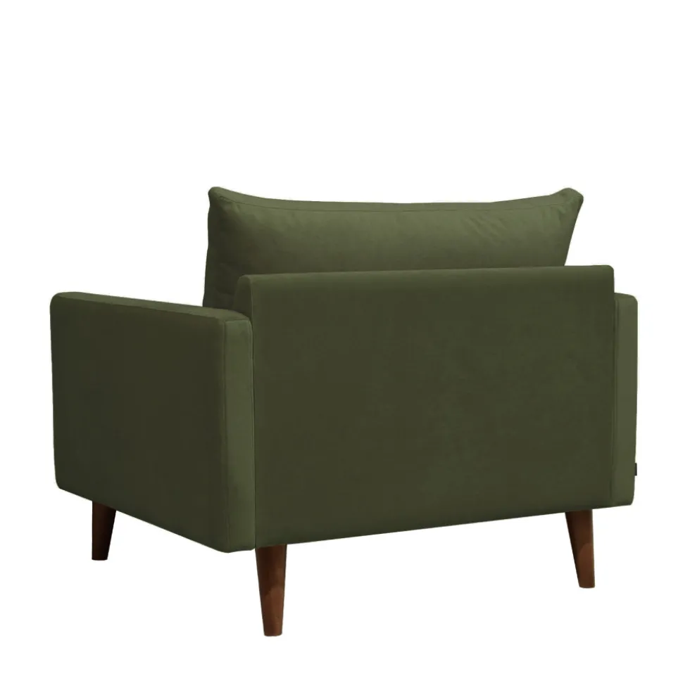 VILLABON Fauteuil XL en velours pieds bois foncé