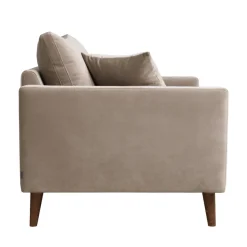 VILLABON Fauteuil XL en velours pieds bois foncé