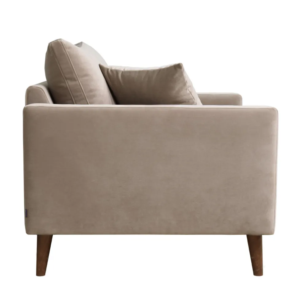 VILLABON Fauteuil XL en velours pieds bois foncé