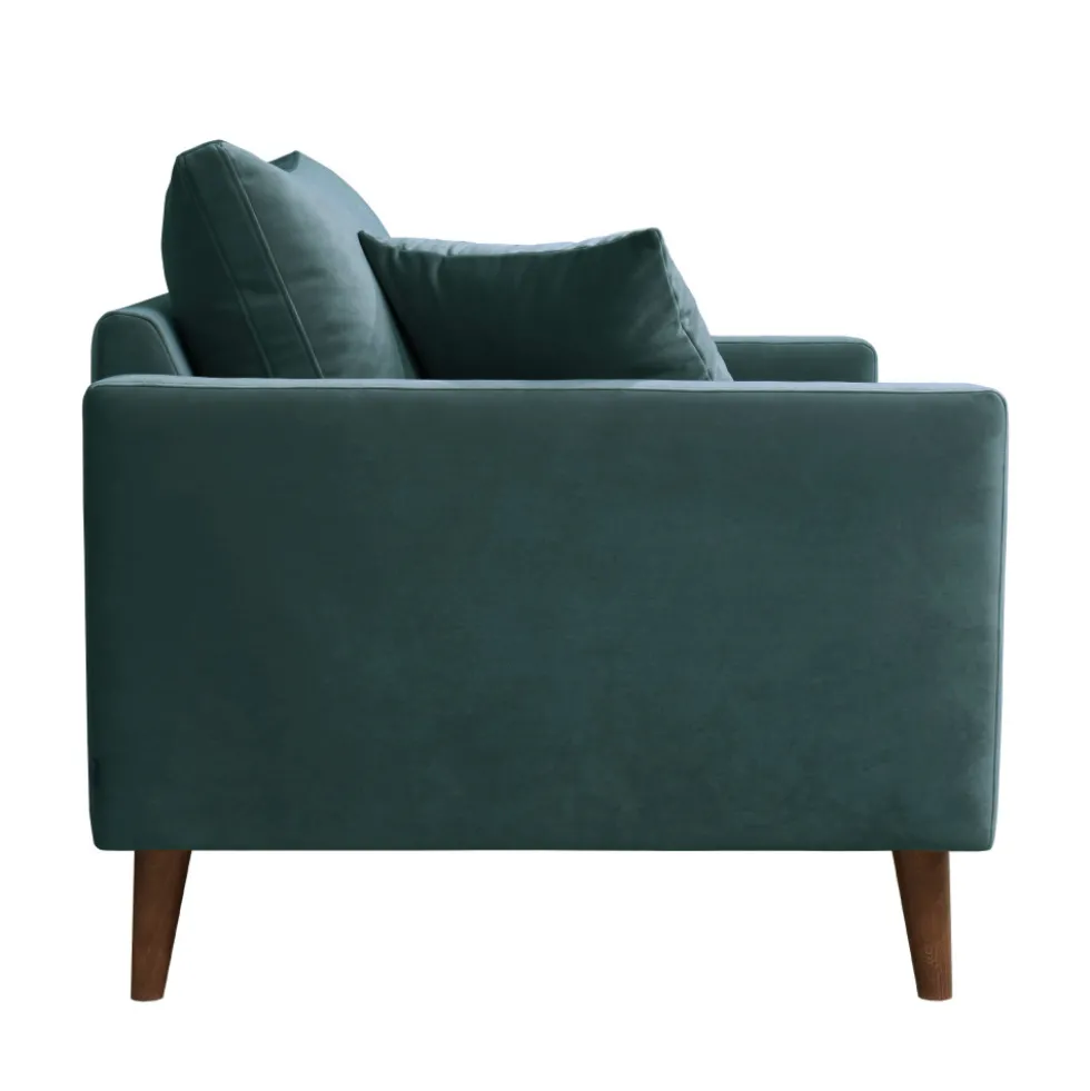 VILLABON Fauteuil XL en velours pieds bois foncé