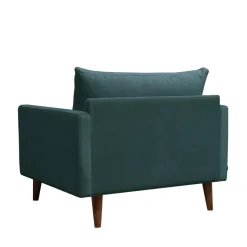 VILLABON Fauteuil XL en velours pieds bois foncé