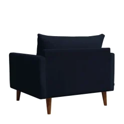 VILLABON Fauteuil XL en velours pieds bois foncé