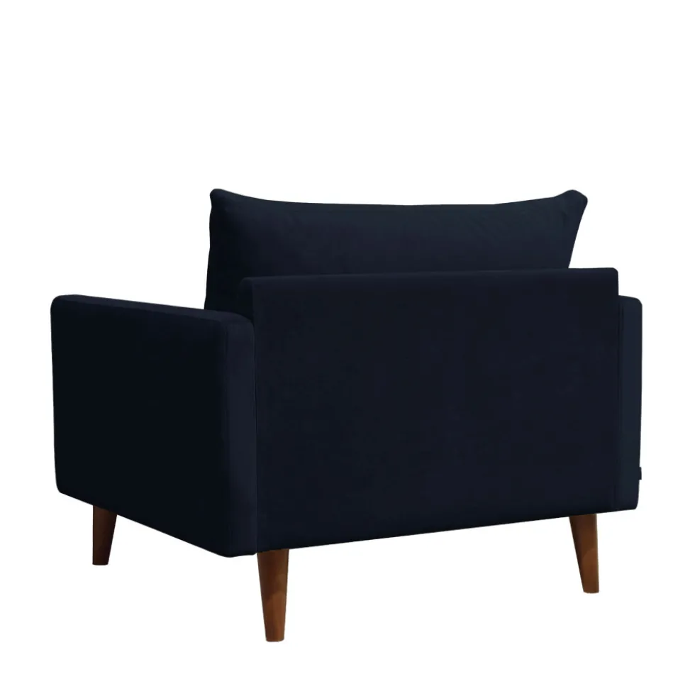 VILLABON Fauteuil XL en velours pieds bois foncé