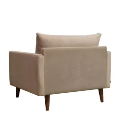 VILLABON Fauteuil XL en velours pieds bois foncé