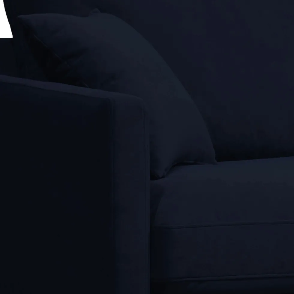 VILLABON Fauteuil XL en velours pieds bois foncé